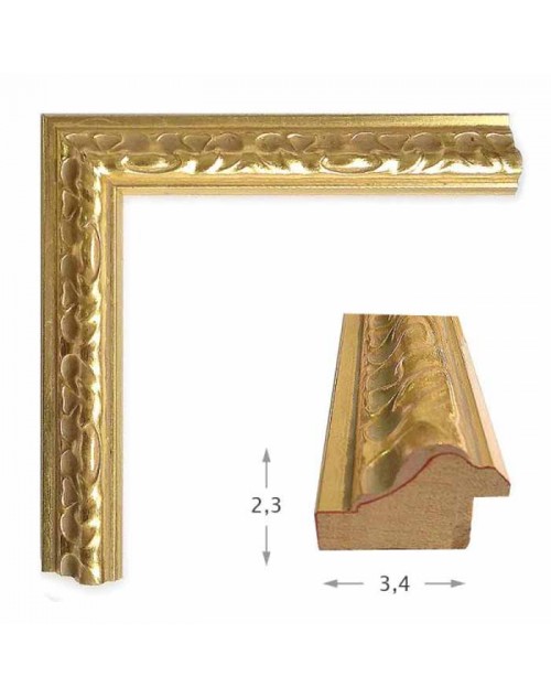 Κορνίζα ξύλινη 3,4 εκ. χρυσή σκαλιστή 980-01